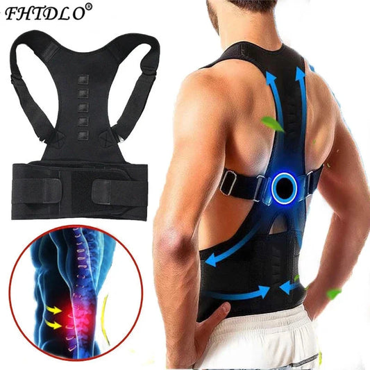 Magnetic therapy posture corrector, brace, shoulder and back support